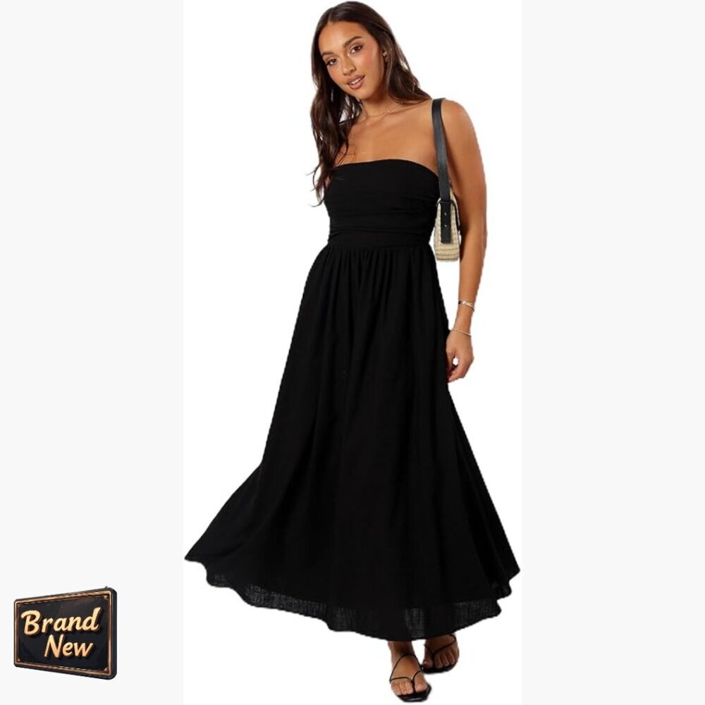 Strapless Maxi Dress Casual Summer Formal Evening Wear